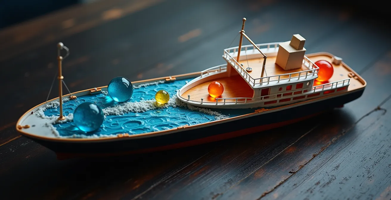 Cross-section diagram of ferry showing cabin stability zones