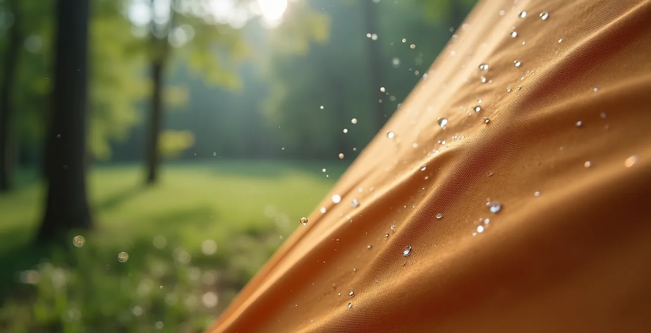 Glamping tent positioned in forest clearing with mountain breeze patterns